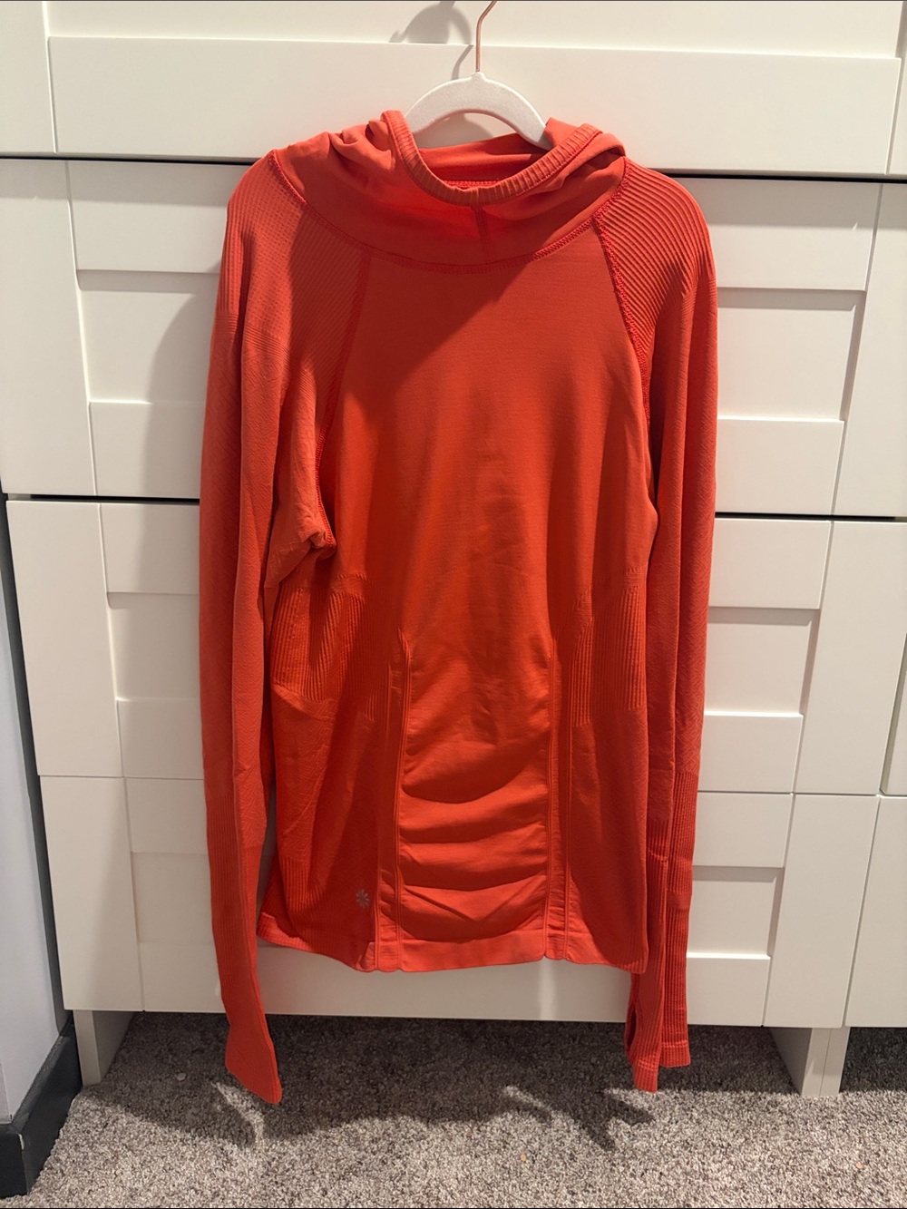 Athleta Orange Cowl Neck Lightweight Hoodie Long Sleeve